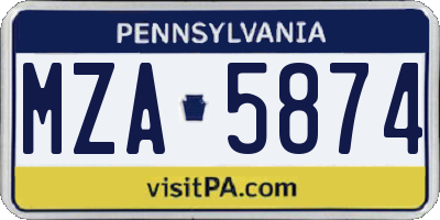 PA license plate MZA5874