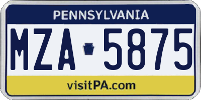PA license plate MZA5875