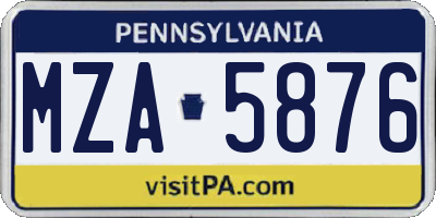 PA license plate MZA5876