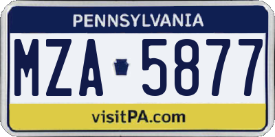 PA license plate MZA5877