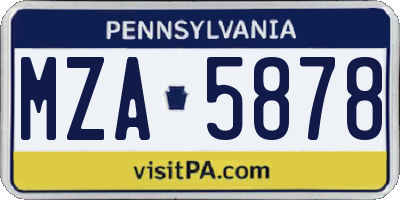 PA license plate MZA5878