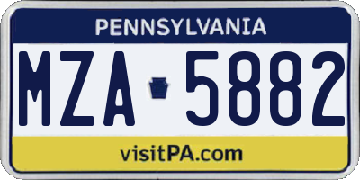 PA license plate MZA5882