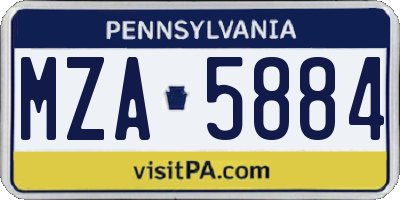 PA license plate MZA5884