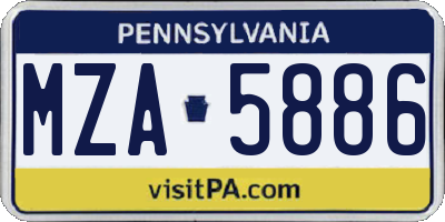 PA license plate MZA5886