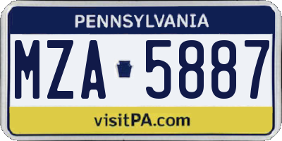 PA license plate MZA5887
