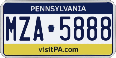 PA license plate MZA5888