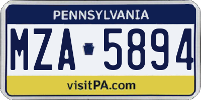 PA license plate MZA5894