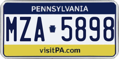 PA license plate MZA5898