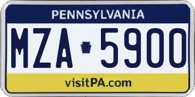 PA license plate MZA5900