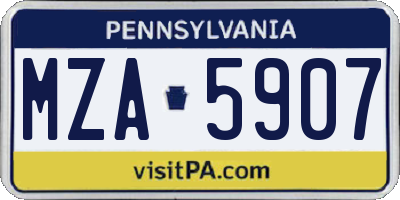PA license plate MZA5907