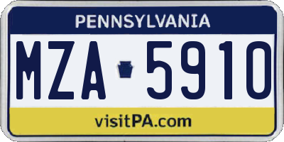 PA license plate MZA5910