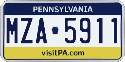 PA license plate MZA5911