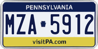 PA license plate MZA5912