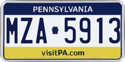 PA license plate MZA5913