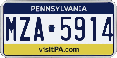 PA license plate MZA5914