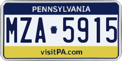 PA license plate MZA5915