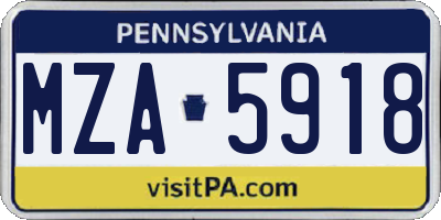 PA license plate MZA5918