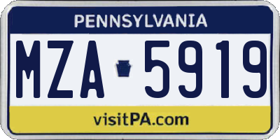PA license plate MZA5919