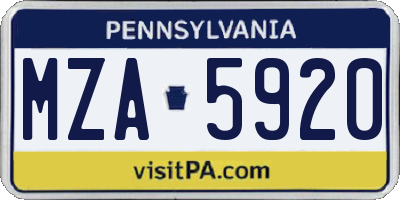 PA license plate MZA5920