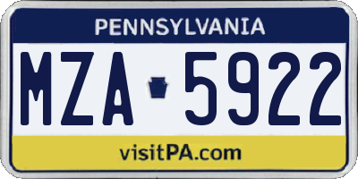 PA license plate MZA5922