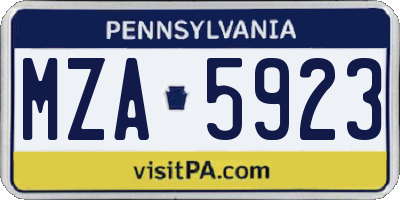 PA license plate MZA5923
