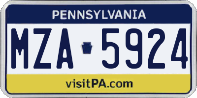 PA license plate MZA5924