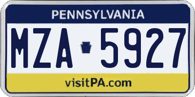 PA license plate MZA5927