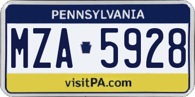 PA license plate MZA5928