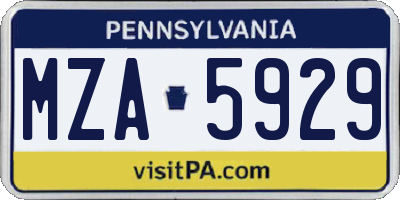 PA license plate MZA5929
