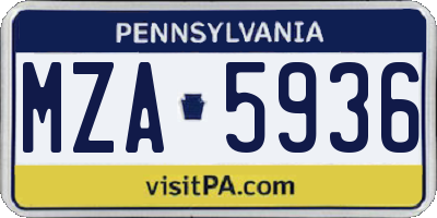 PA license plate MZA5936