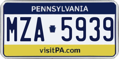 PA license plate MZA5939
