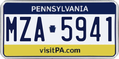 PA license plate MZA5941