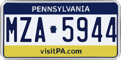 PA license plate MZA5944