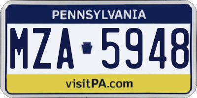 PA license plate MZA5948