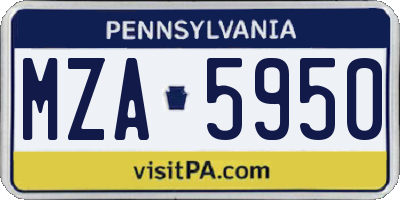 PA license plate MZA5950