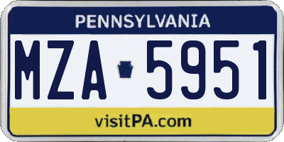 PA license plate MZA5951