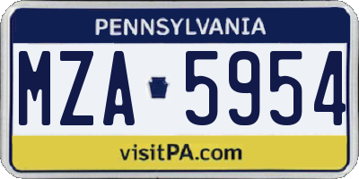 PA license plate MZA5954