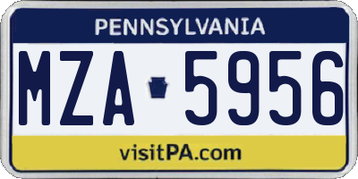 PA license plate MZA5956