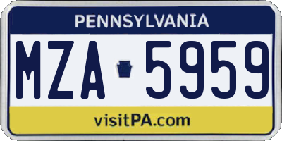 PA license plate MZA5959