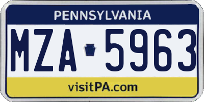 PA license plate MZA5963