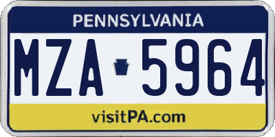 PA license plate MZA5964