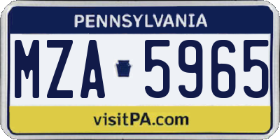 PA license plate MZA5965
