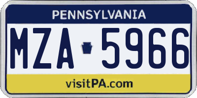 PA license plate MZA5966