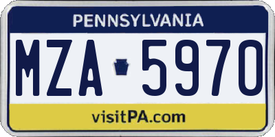 PA license plate MZA5970