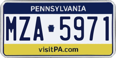 PA license plate MZA5971