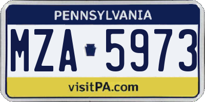 PA license plate MZA5973