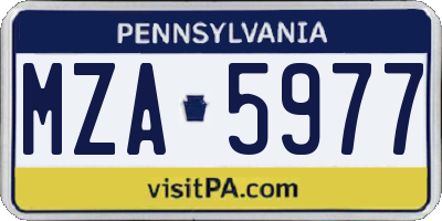 PA license plate MZA5977