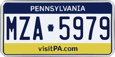 PA license plate MZA5979