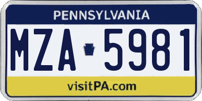 PA license plate MZA5981