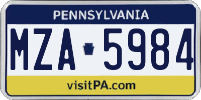 PA license plate MZA5984